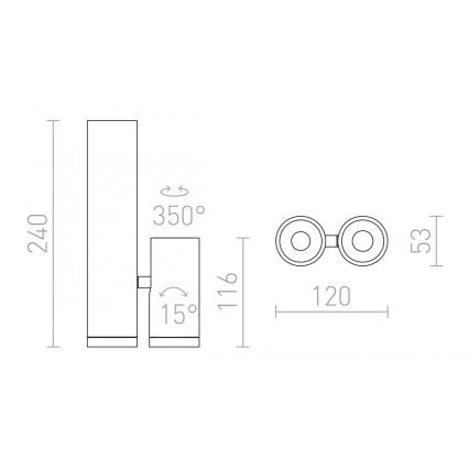 RED - Design Rendl - R12499 - LED Kohtvalgusti BOGARD 2xLED/5W/230V