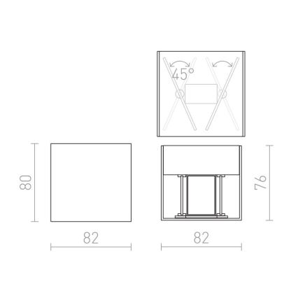 RED - Design Rendl - R12556 - LED Väli seinavalgusti CARRE 2xLED/3W/230V IP54