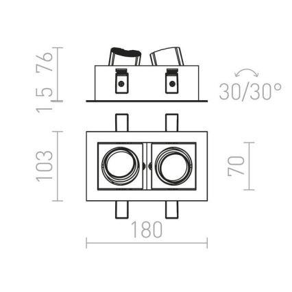 RED - Design Rendl - R12857 - LED Süvistatav valgusti BONDY 2xLED/7W/230V