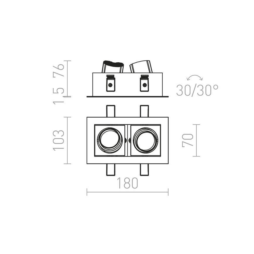 RED - Design Rendl - R12857 - LED Süvistatav valgusti BONDY 2xLED/7W/230V