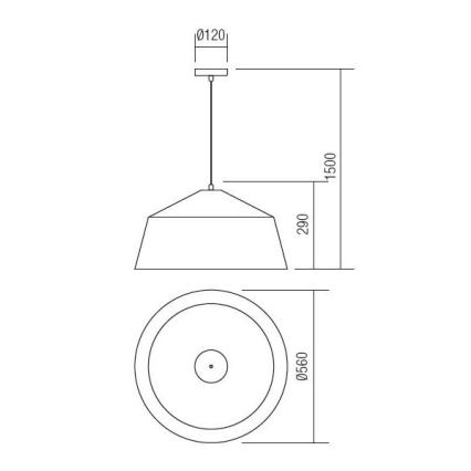 Redo 01-1102 - Lühter AYLA 1xE27/42W/230V d. 56 cm kuldne