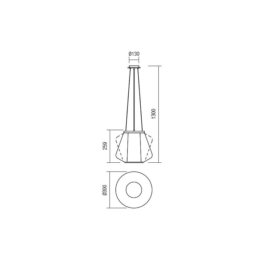 Redo 01-1139 - Ripplühter kaablil FUSION 1xE27/42W/230V läbimõõt 30 cm läikiv kroom/suitsune klaas