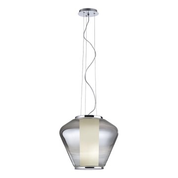 Redo 01-1139 - Ripplühter kaablil FUSION 1xE27/42W/230V läbimõõt 30 cm läikiv kroom/suitsune klaas