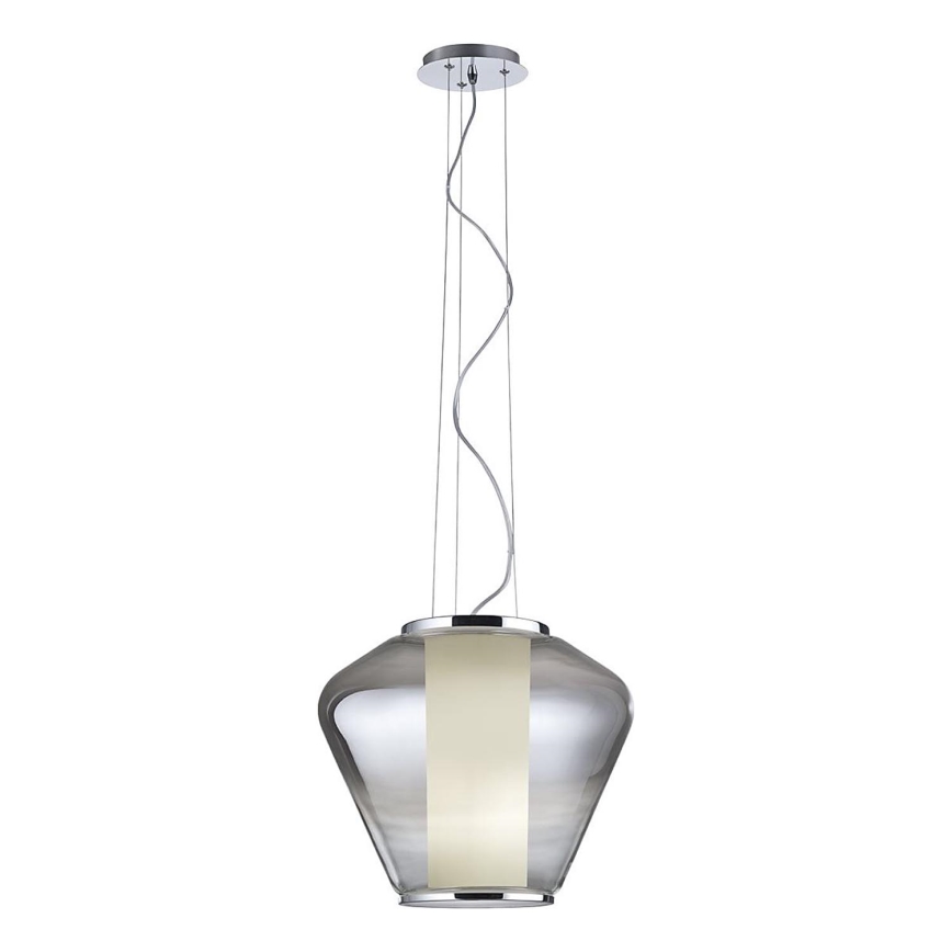 Redo 01-1139 - Ripplühter kaablil FUSION 1xE27/42W/230V läbimõõt 30 cm läikiv kroom/suitsune klaas