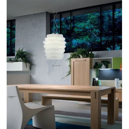 Redo 01-1141 - MAGMA ripplühter kaablil 1xE27/42W/230V Ø 38 cm läikiv kroom/valge