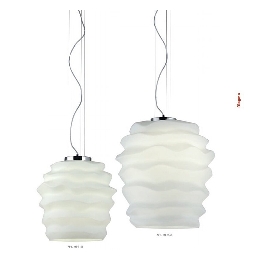 Redo 01-1141 - MAGMA ripplühter kaablil 1xE27/42W/230V Ø 38 cm läikiv kroom/valge