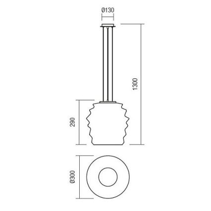 Redo 01-1141 - MAGMA ripplühter kaablil 1xE27/42W/230V Ø 38 cm läikiv kroom/valge