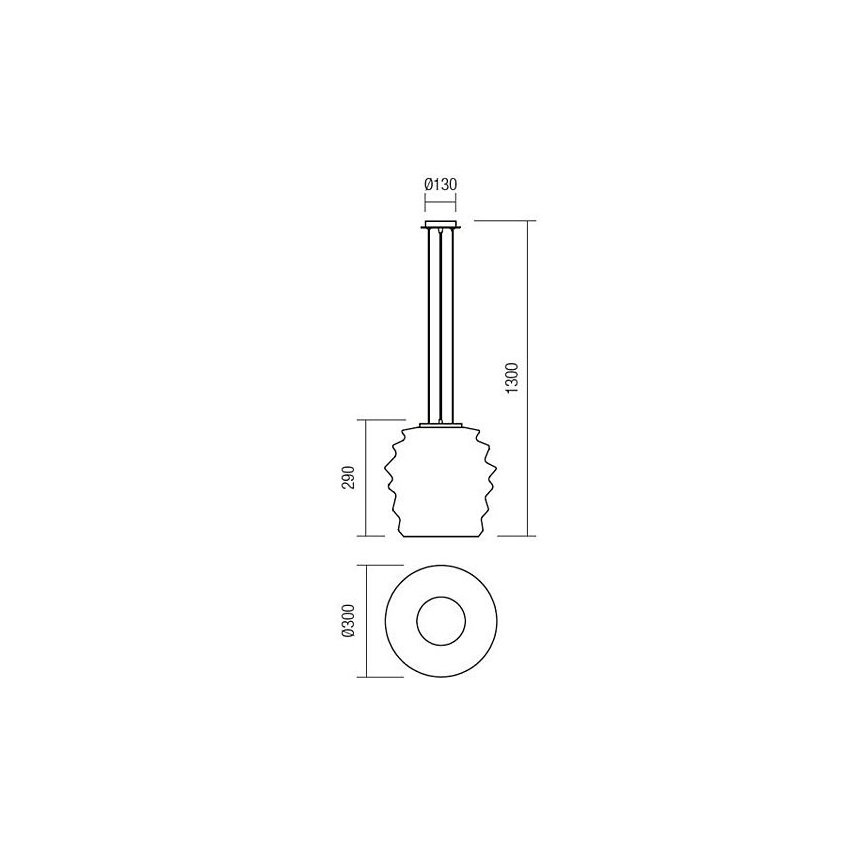 Redo 01-1141 - MAGMA ripplühter kaablil 1xE27/42W/230V Ø 38 cm läikiv kroom/valge