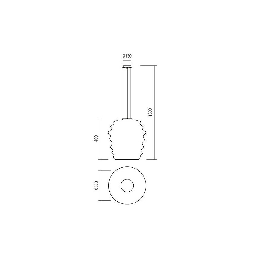 Redo 01-1142 - Rippvalgusti MAGMA 1xE27/42W/230V läbimõõt 38 cm läikiv kroom/valge