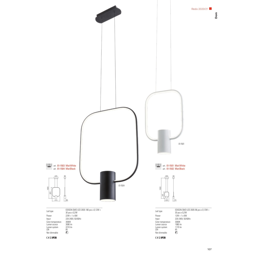 Redo 01-1226 - LED-hämardatav laualamp DOM LED/21W/230V valge