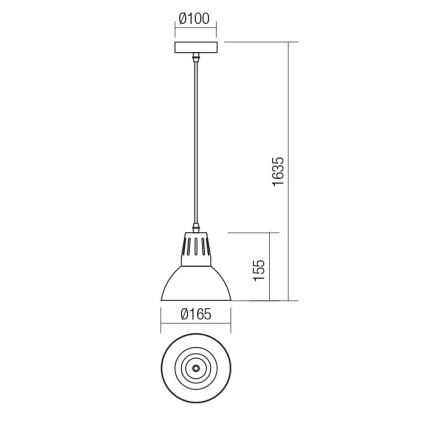 Redo 01-1279 - Ripatsvalgusti juhtmel PEEP 1xE27/42W/230V läbimõõt 16,5 cm must