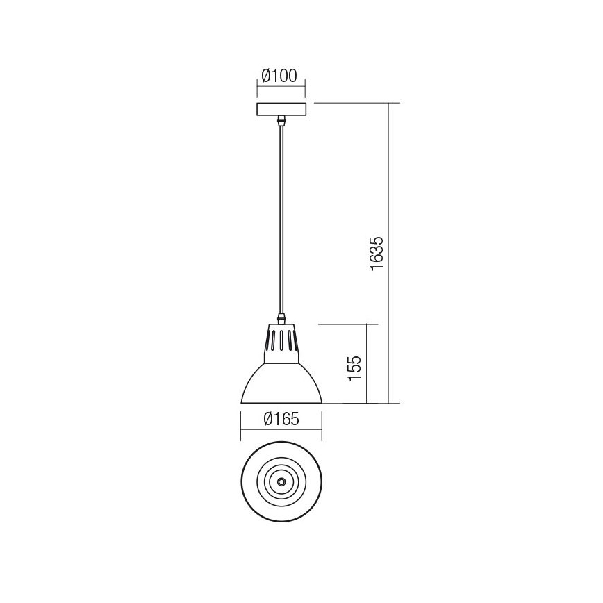Redo 01-1279 - Ripatsvalgusti juhtmel PEEP 1xE27/42W/230V läbimõõt 16,5 cm must