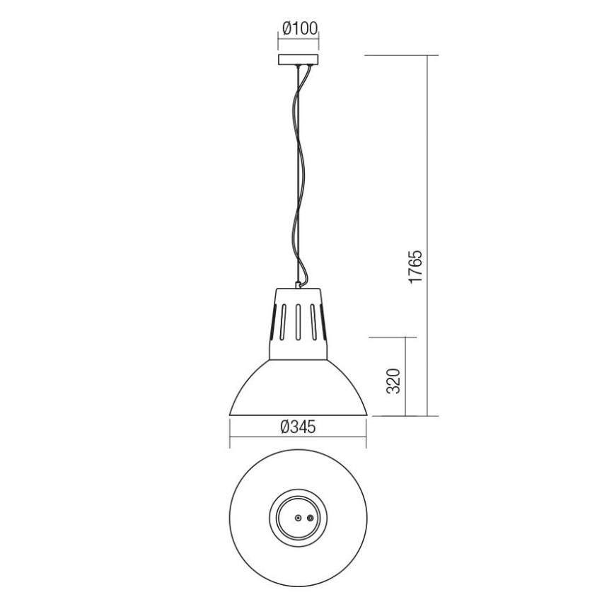 Redo 01-1281 - Rippvalgusti kaabliga PEEP 1xE27/42W/230V läbimõõt 34,5 cm must