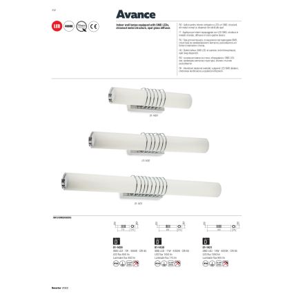 Redo 01-1431 - LED Seinavalgusti AVANCE LED/14W/230V 63 cm valge