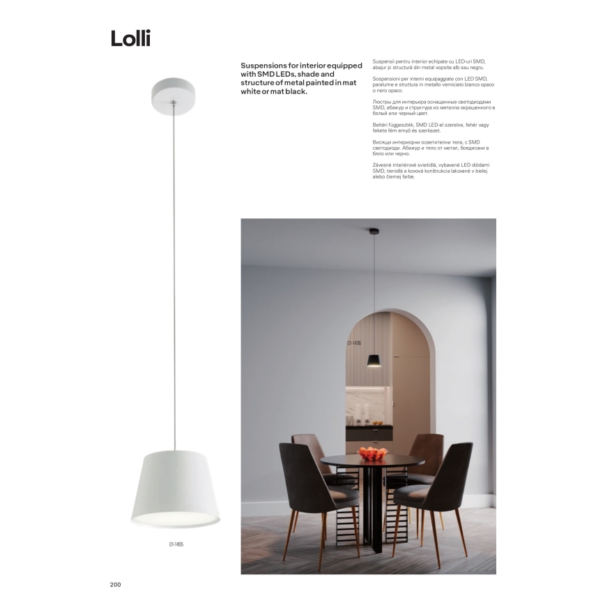 Redo 01-1495 - LED-ripplühter kaablil LOLLI LED/6W/230V, läbimõõt 14 cm, valge