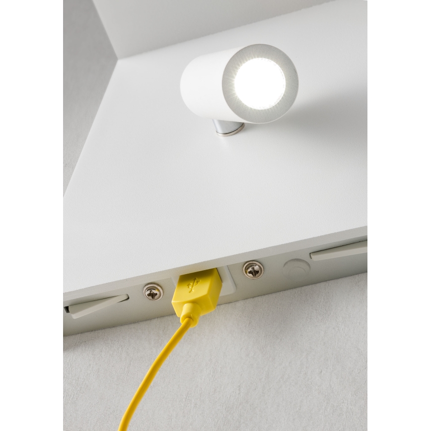 Redo 01-1499 - LED Kohtvalgusti seinale AGOS LED/6W/230V + LED/3,2W USB valge