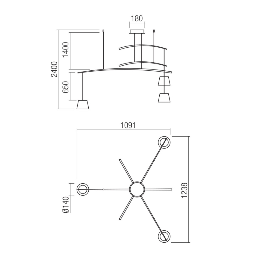 Redo 01-1524 - LED Lühter LOLLI 3xLED/6W/230V valge