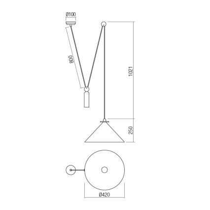 Redo 01-1546 - Lühter KALIMBA 1xE27/42W/230V d. 42 cm ämblik must