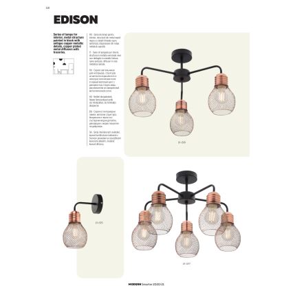 Redo 01-1575 - Seinavalgusti EDISON 1xE27/42W/230V