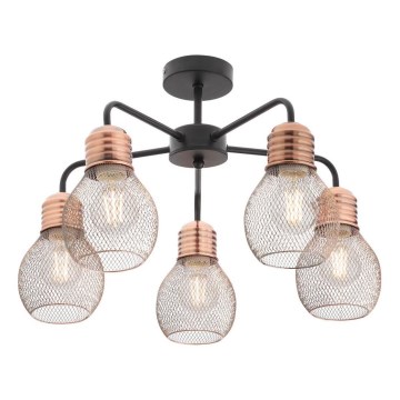 Redo 01-1577 - lühter varrega EDISON 5xE27/42W/230V Ø 53 cm must/vasetoonne
