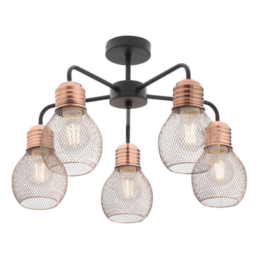Redo 01-1577 - lühter varrega EDISON 5xE27/42W/230V Ø 53 cm must/vasetoonne
