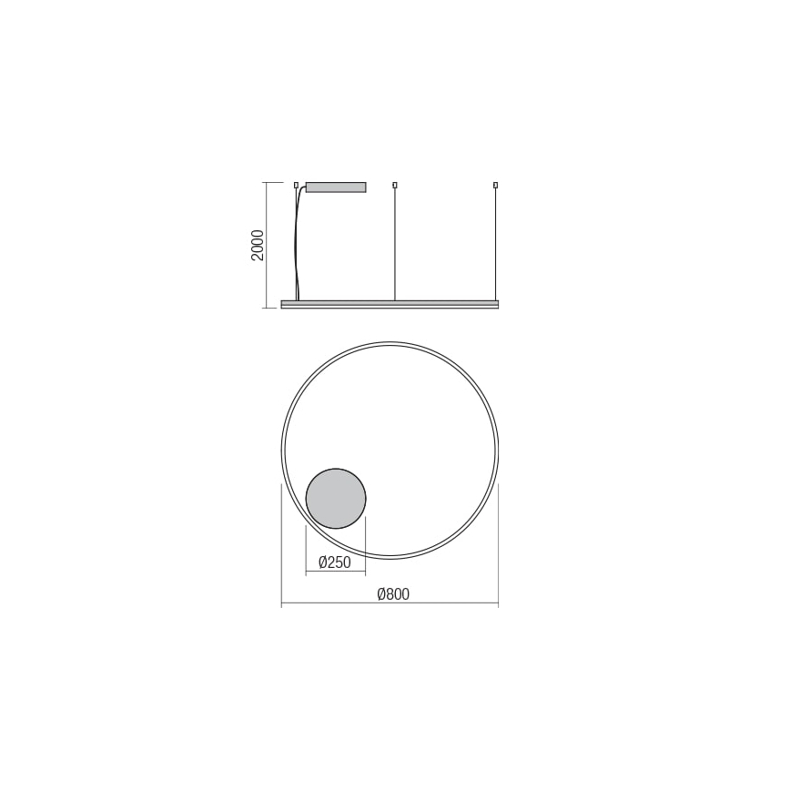 Redo 01-1713 - Hämardatav LED-lühter riputuskaabliga ORBIT LED/55W/230V pronks
