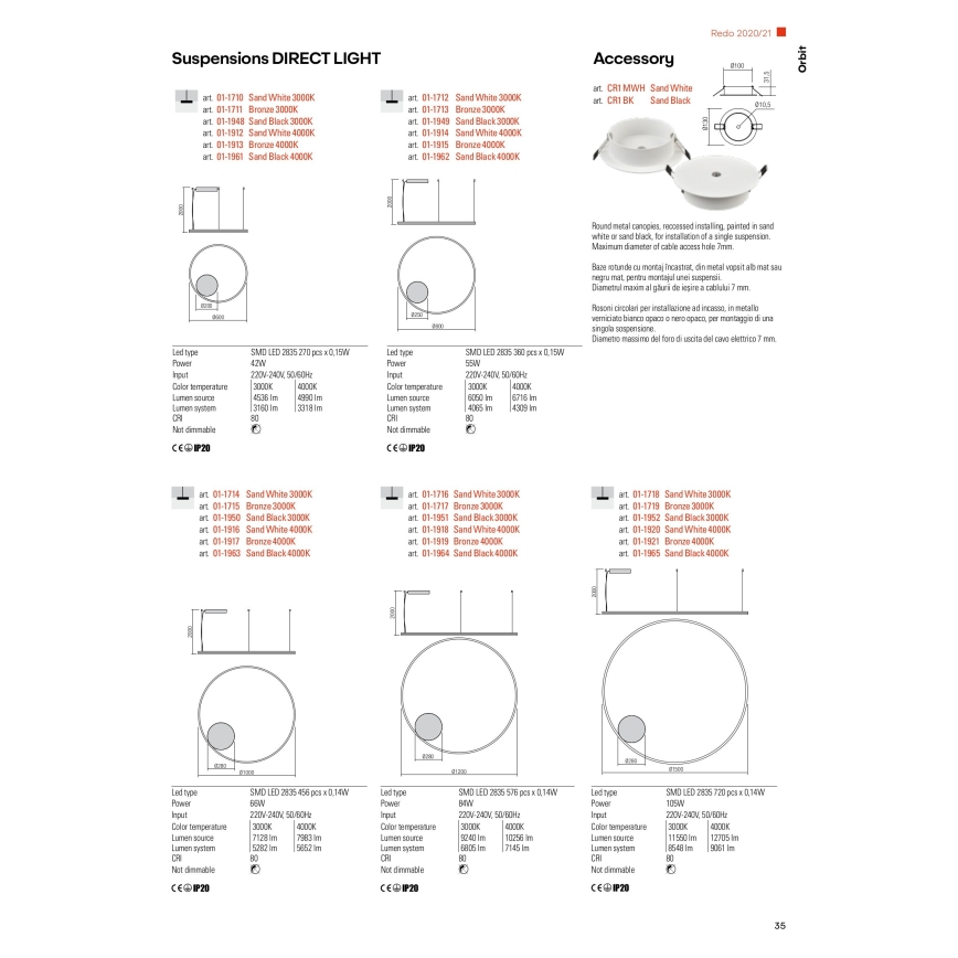 Redo 01-1713 - LED Hämardatav lühter ORBIT LED/55W/230V pronks
