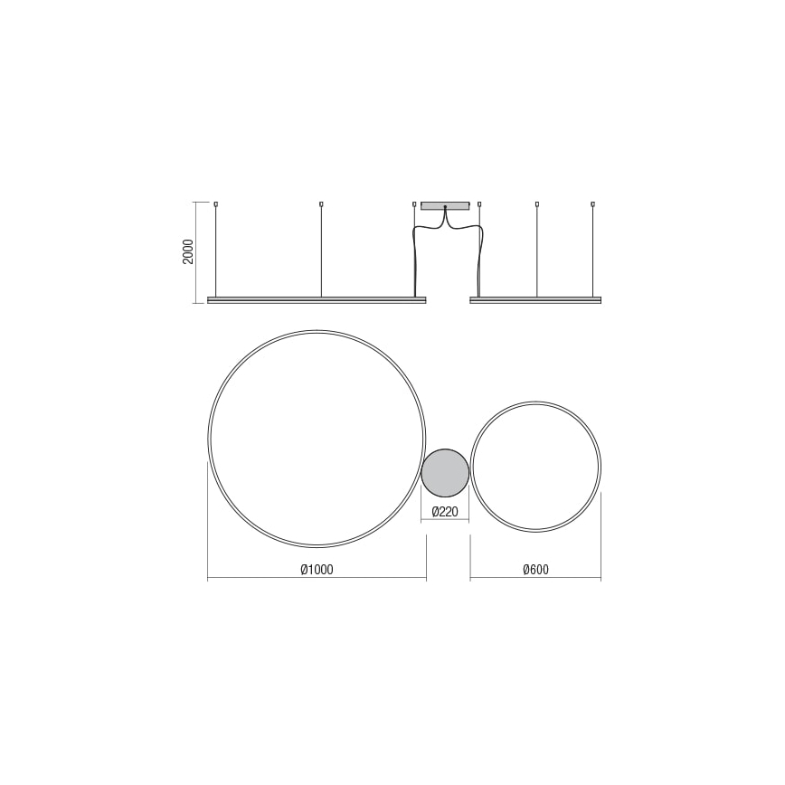 Redo 01-1721 - LED Lühter ORBIT LED/42W + LED/66W/230V pronks
