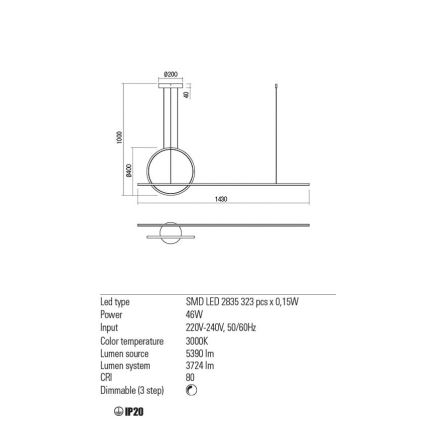 Redo 01-1734 - LED Hämardatav lühter GIOTTO LED/46W/230V valge