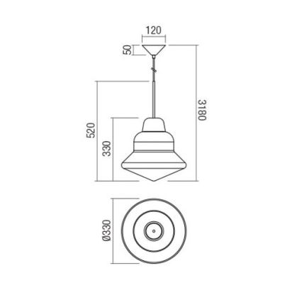 Redo 01-1770 - Rippvalgusti kaablil AMNO 1xE27/42W/230V, läbimõõt 33 cm, beež