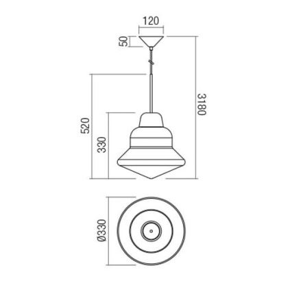 Redo 01-1771 - Ripplamp kaabliga AMNO 1xE27/42W/230V läbimõõt 33 cm hall