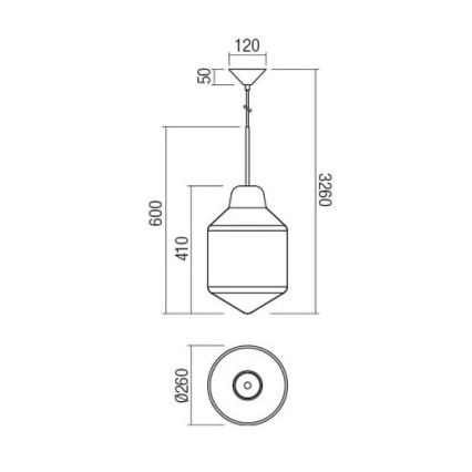 Redo 01-1772 - Rippvalgusti kaabliga AMNO 1xE27/42W/230V, läbimõõt 26 cm, beež