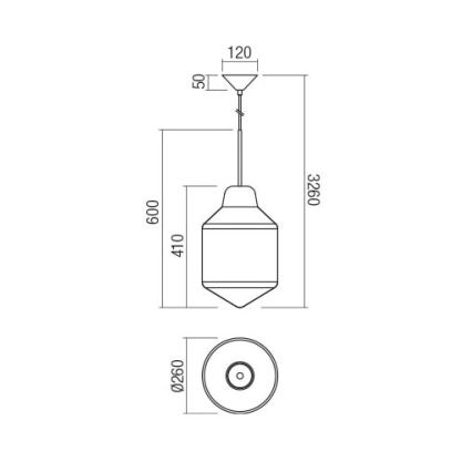 Redo 01-1773 - Kaabliga rippuv lühter AMNO 1xE27/42W/230V Ø 26 cm hall