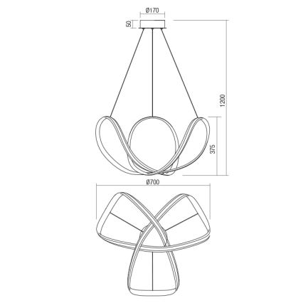 Redo 01-1784 - LED Hämardatav lühter NUCLEO LED/55W/230V valge