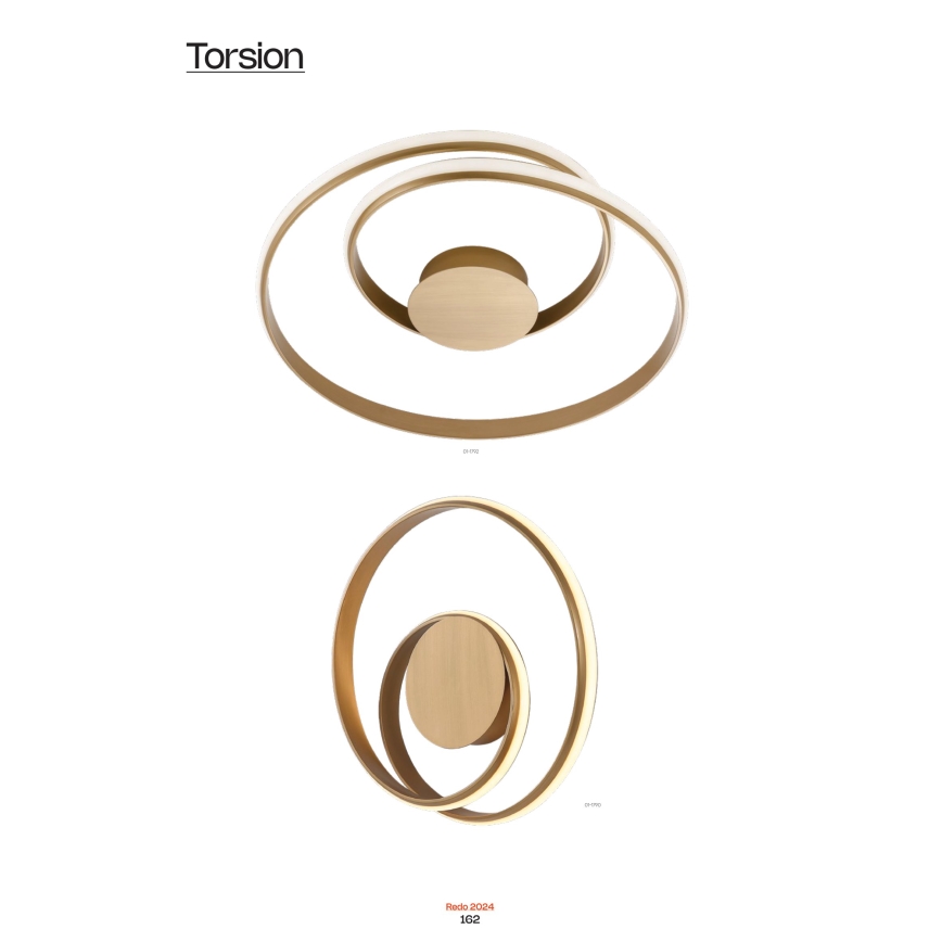 Redo 01-1790 - LED hämardatav seinavalgusti TORSION LED/27W/230V läbimõõt 40 cm pronksviimistlusega