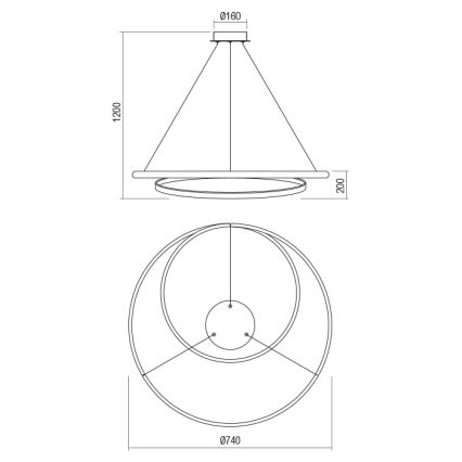 Redo 01-1795 - LED Hämardatav lühter TORSION LED/40W/230V d. 74 cm valge