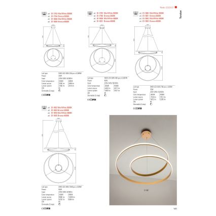 Redo 01-1796 - LED Lühter TORSION LED/40W/230V