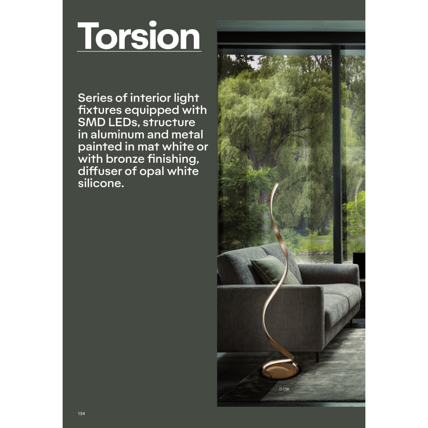 Redo 01-1798 - Hämardatav LED-põrandalamp TORSION LED/24W/230V 3000K pronksivärvi