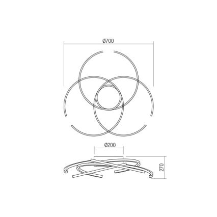 Redo 01-1801 - LED Hämardatav laevalgusti ALIEN LED/60W/230V 3000K d. 70 cm valge