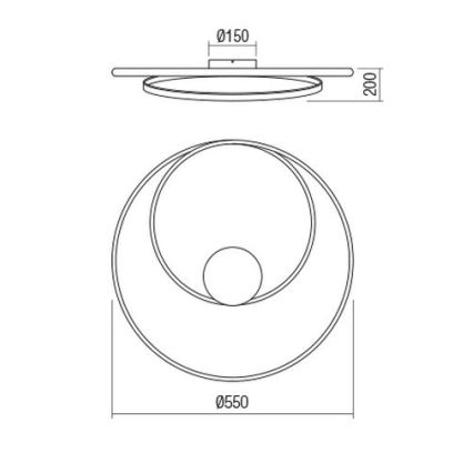 Redo 01-1887 - hämardatav LED laevalgusti TORSION LED/29W/230V, Ø 55 cm, pronks