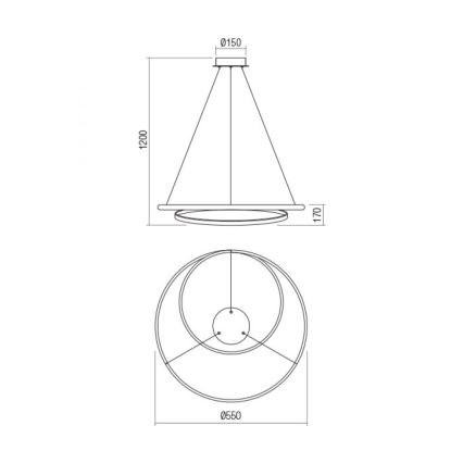 Redo 01-1889 - TORSION LED hämardatav rippvalgusti kaablil LED/29W/230V 4000K Ø 55 cm pronks