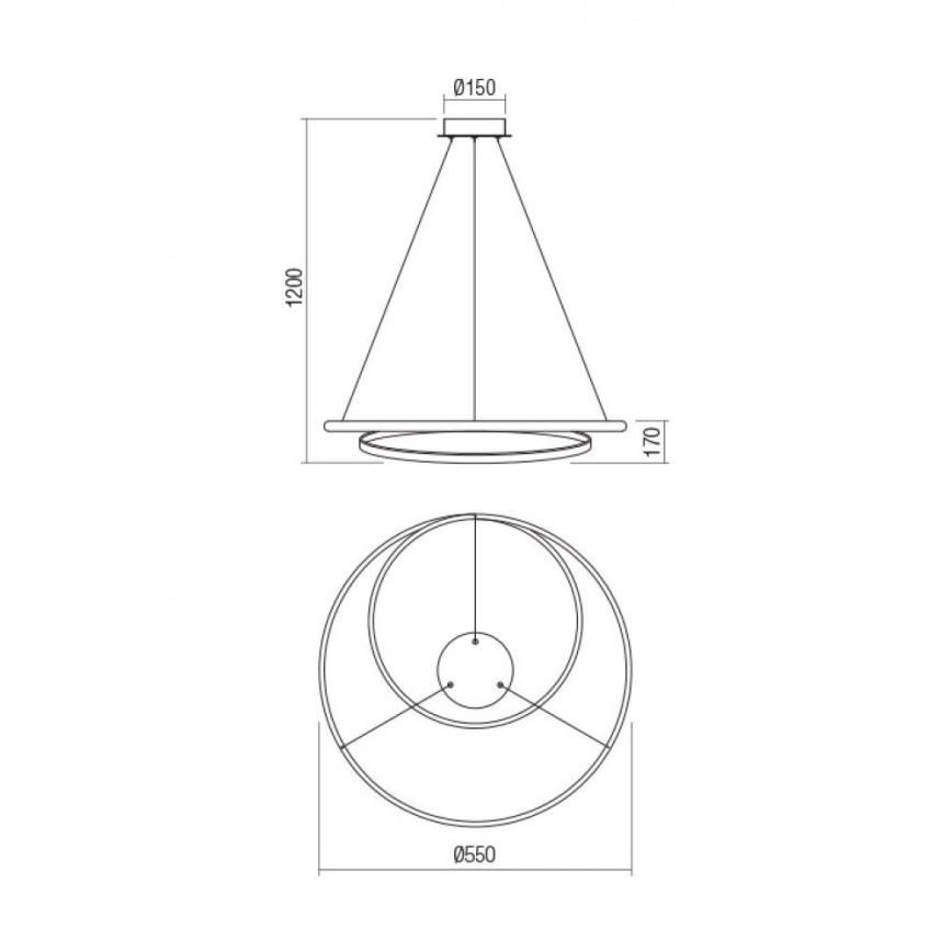 Redo 01-1889 - TORSION LED hämardatav rippvalgusti kaablil LED/29W/230V 4000K Ø 55 cm pronks