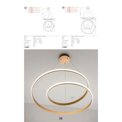 Redo 01-1891 - LED hämardatav ripplühter kaabliga TORSION LED/35W/230V 4000K läbimõõt 75 cm pronksivärvi