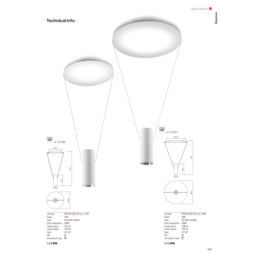 Redo 01-1970 - LED Hämardatav lühter ESSENCE LED/24W/230V CRI 90 3000K valge