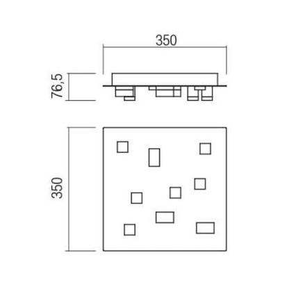 Redo 01-2015 - LED Laevalgusti PIXEL LED/27W/230V 3000K 35x35 cm must