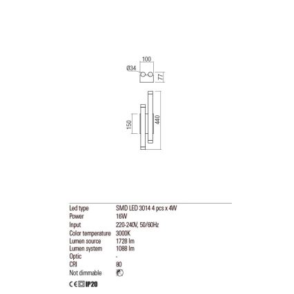 Redo 01-2033 - LED Seinavalgusti MADISON 4xLED/4W/230V kuldne