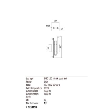 Redo 01-2036 - LED Seinavalgusti MADISON 6xLED/4W/230V kuldne