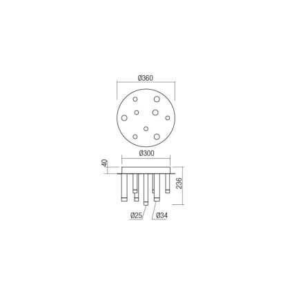 Redo 01-2039 - LED Laevalgusti MADISON 9xLED/4W/230V kuldne