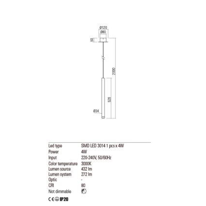 Redo 01-2043 - LED Lühter MADISON LED/4W/230V kuldne