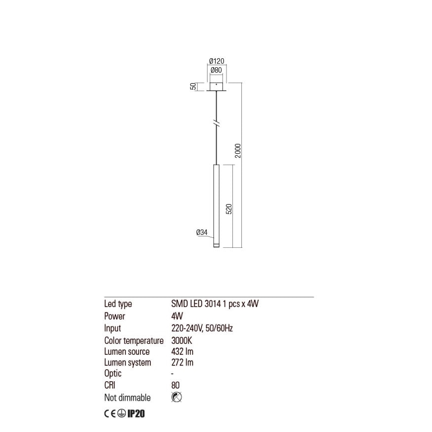 Redo 01-2045 - LED Lühter MADISON LED/4W/230V must